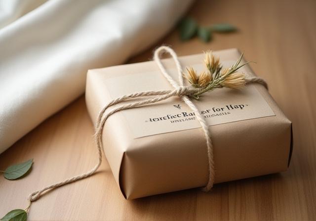 Confezionamento pacchi con carta riciclata e spago naturale